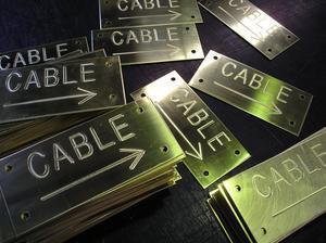 Engraved brass industrial trench marker labels